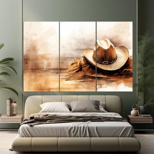 Cowboy Wall Art, Cowboy Canvas Art, Wild West Painting, Wild West Wall Art, Cowboy Hat Canvas Print