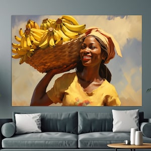 Beautiful African Woman Painting Canvas PRINT, Modern Wall Art, Abstract African Wall Decor