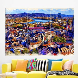 Bonn Skyline, Bonn Wall Art, Bonn Canvas Print, Bonn Painting, Germany Wall Decor