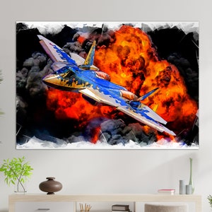 Sukhoi Su-57 Canvas Print, Su-57 Painting, Military Aircraft Wall Art, Pilot Gift, Su-57 Print