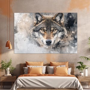 Large Wolf Painting Canvas Print, Abstract Wolf Painting, Wolf Canvas Print, Wolf Wall Art, Wolf Portrait, Wolf Poster
