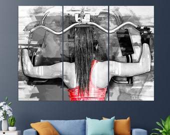 Gym Wall Decor, Gym Wall Art, Home Gym Decor, Fitness Girl Gift, Gym Canvas Art, Women Workout, Women Fitness