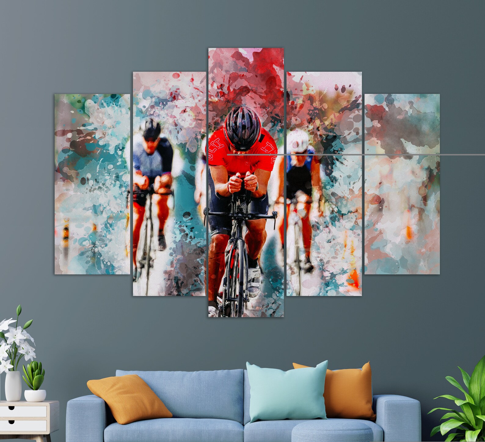 cycling canvas wall art