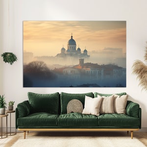 Misty Belgrade Canvas Print, Belgrade Painting, Belgrade Wall Art, Serbia Wall Decor
