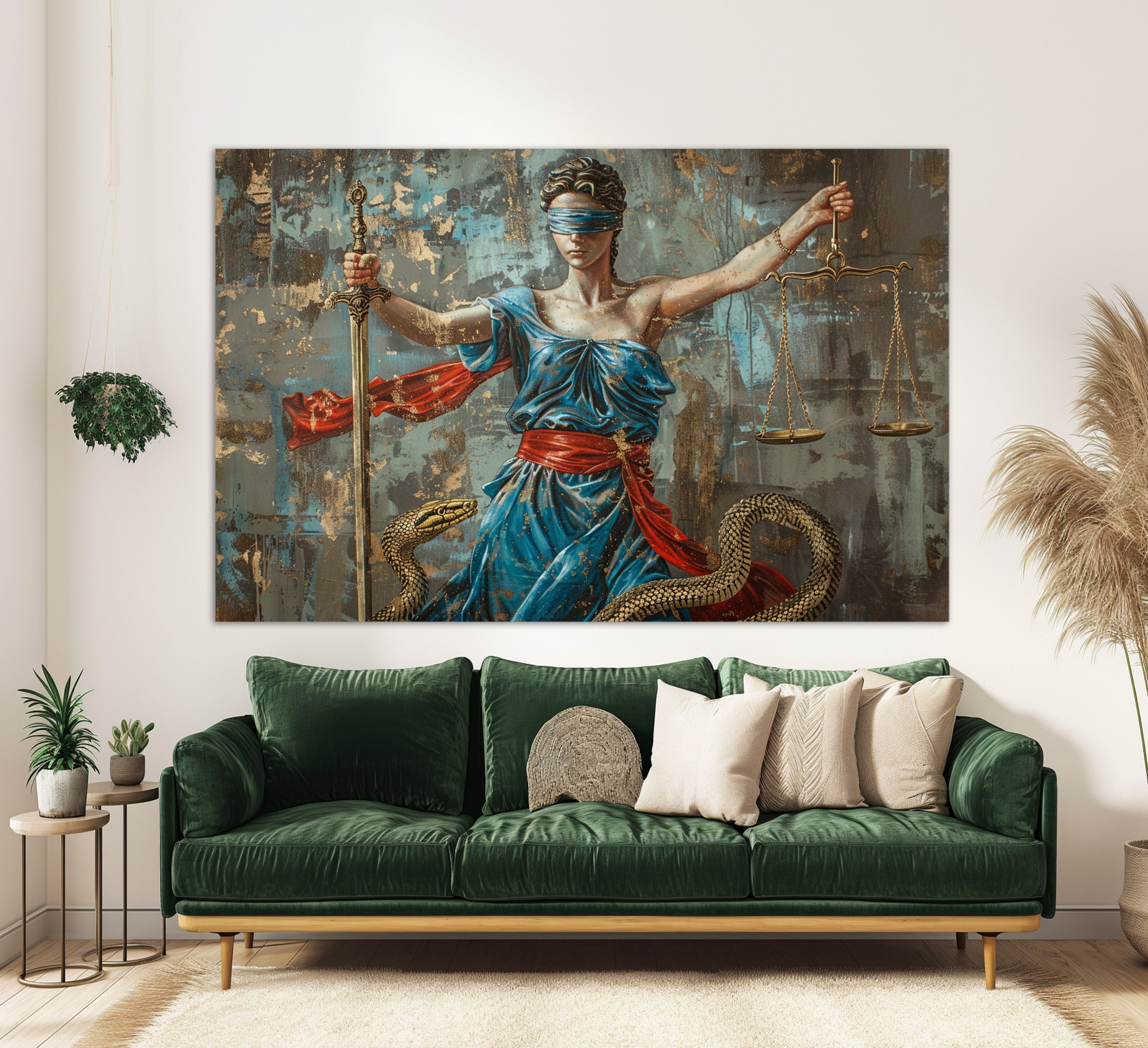 Lawyer Office Wall Decor, Lady Justice Canvas Print, Law Painting ...