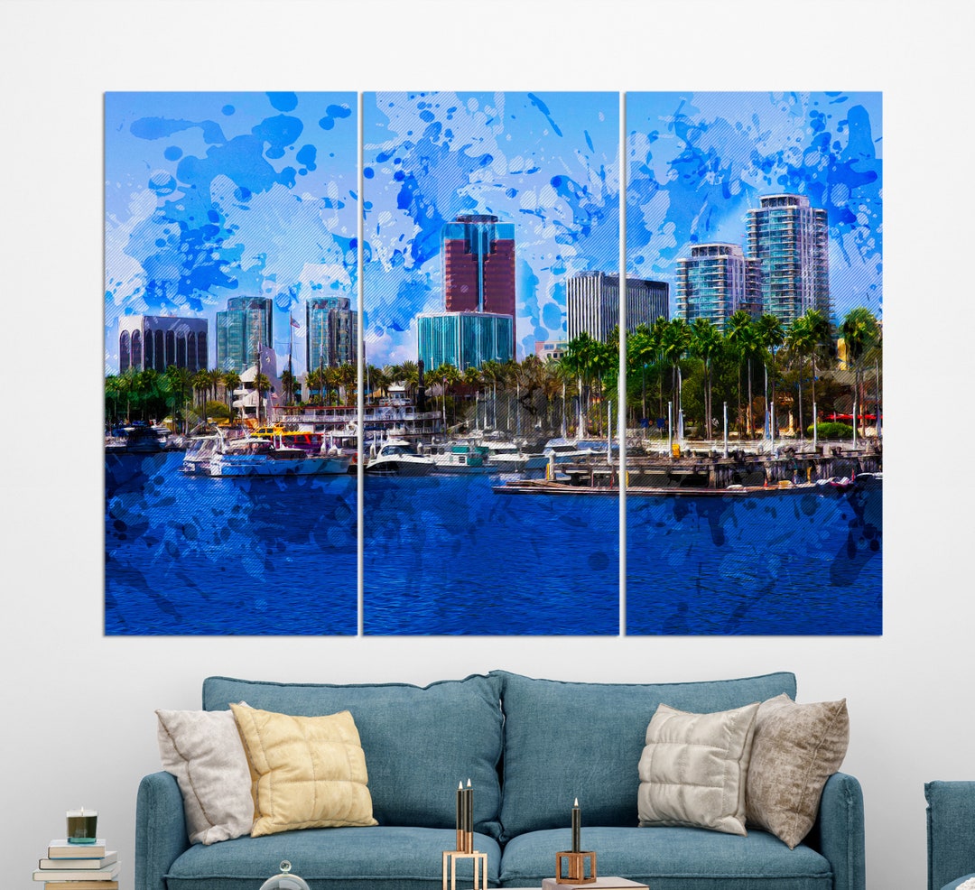 Long Beach Wall Art, Long Beach Canvas Print, Long Beach Skyline, Long