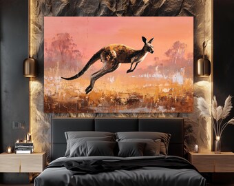 Kangaroo Canvas Print, Kangaroo Wall Art, Abstract Kangaroo Canvas Art, Kangaroo Painting, Kangaroo Poster