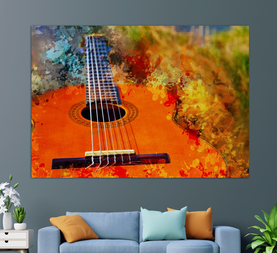 Guitar Wall Art Abstract Guitar Canvas Print Guitar Etsy