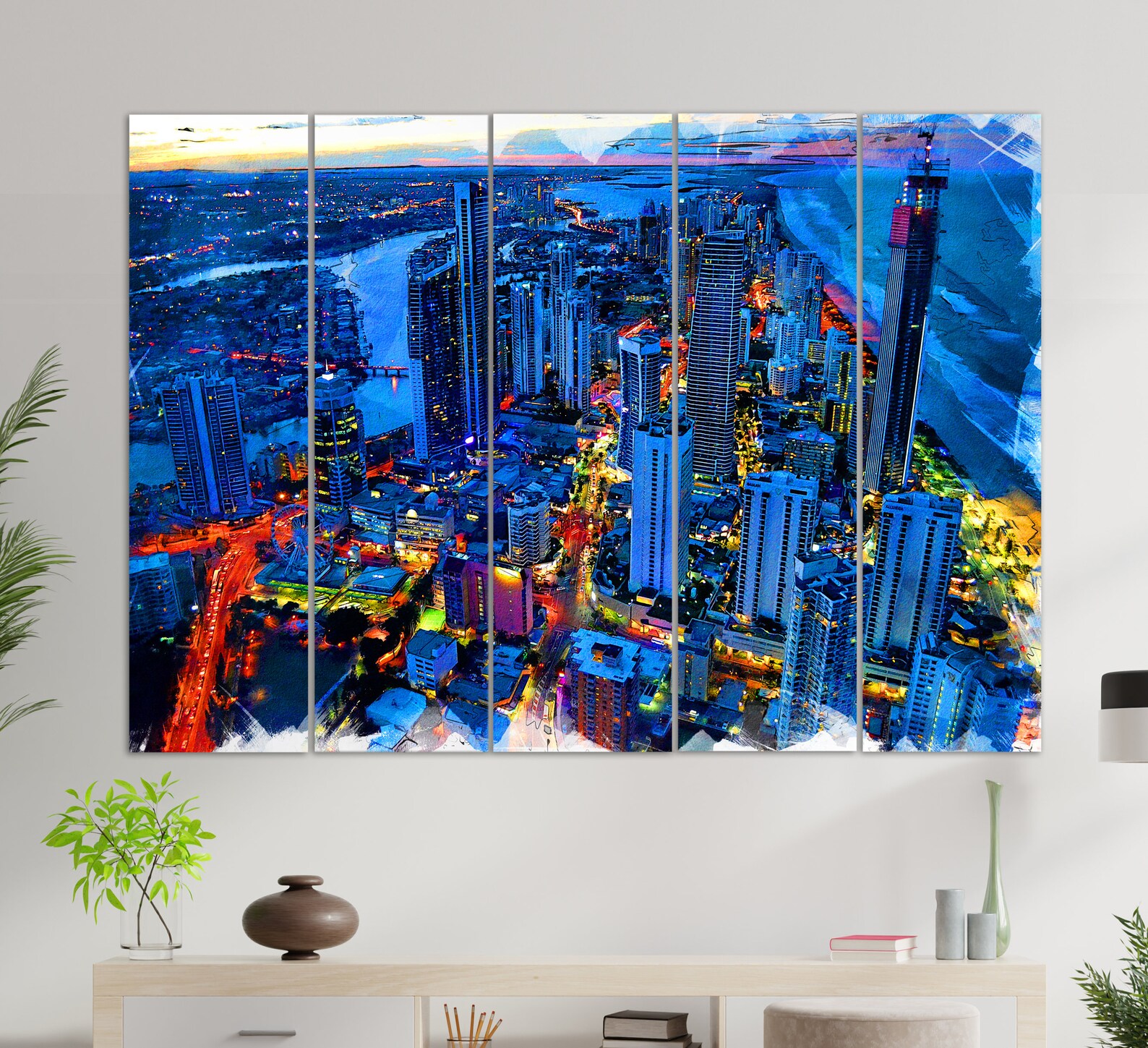 Gold Coast Skyline Australia Painting Gold Coast Canvas Etsy