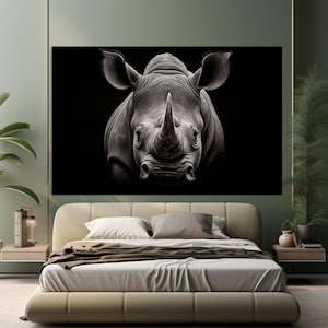 Abstraktes Nashorn Portrait Leinwanddruck, Nashörner Wandkunst, Nashorn Poster, Nashorn Leinwand Kunst
