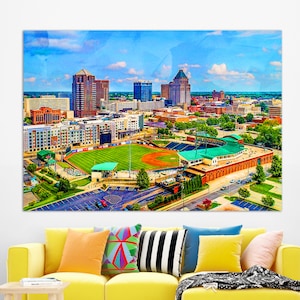 Greensboro Skyline, Greensboro Wall Art, Greensboro Canvas Print, Greensboro Painting, Greensboro Print