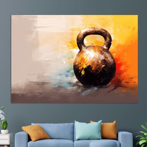Gym Wall Art, Kettlebell Canvas Print, Weightlifting Wall Art, Gym Wall Decor