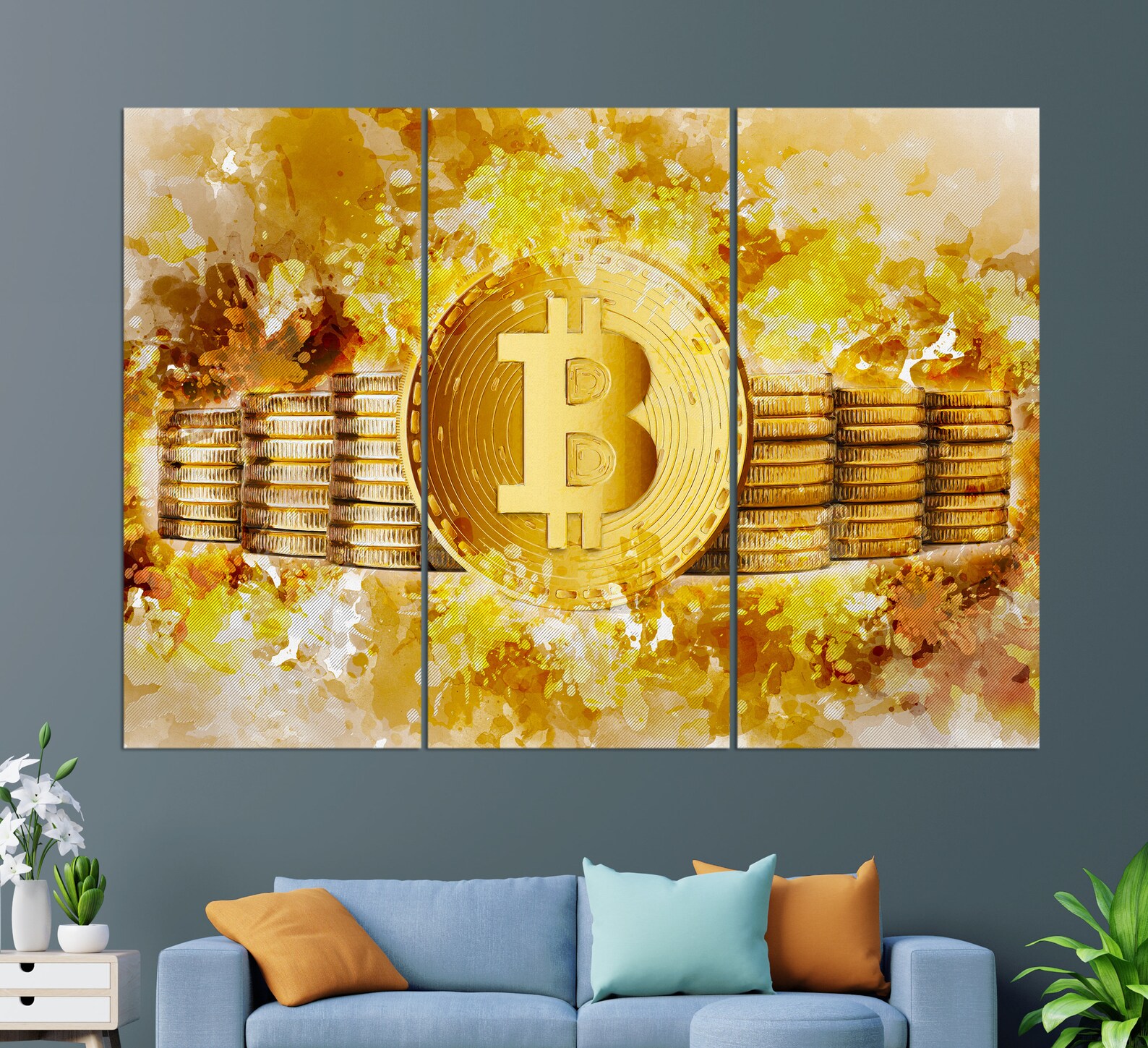 Bitcoin Canvas Print Abstract Bitcoin Painting Bitcoin Wall Etsy New