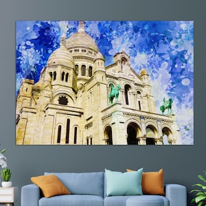 Basilica of the Sacred Heart of Paris Canvas Print, Sacré-Cœur Basilica Painting, Paris Wall Art