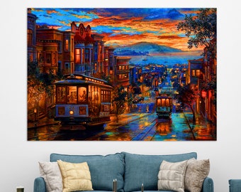 San Francisco Downtown, San Francisco Canvas Print, San Francisco Painting, San Francisco Wall Art