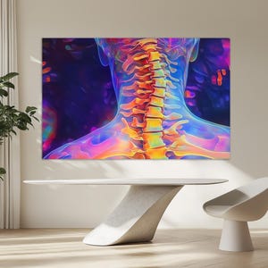 Abstrakte Halswirbelsäule Anatomie Leinwanddruck, Chiropraktor Geschenk, Anatomie Wandkunst, Apotheke Poster, Wirbelsäule X-Ray, Halswirbel
