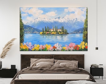 Lake Como Canvas Print, Lake Como Painting, Lake Como Wall Art, Italian Wall Decor, Como Print, Italian Nature Canvas Art, Como Wall Art