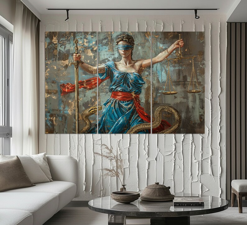 Lawyer Office Wall Decor, Lady Justice Canvas Print, Law Painting ...