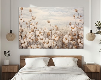 Cotton Field Painting, Abstract Cotton Field Canvas Print