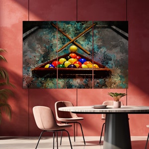 Billiards Wall Art, Billiard Painting, Billiard Canvas Print, Billiard Wall Decor, Billiard Room Decor image 4