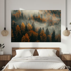 Herbstwald Leinwanddruck, Wald Wandkunst, Abstrakte Wald Malerei, Herbst Wandkunst, Wald Leinwand Kunst