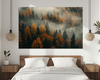 Autumn Forest Canvas Print, Forest Wall Art, Abstract Forest Painting, Autumn Wall Art, Forest Canvas Art