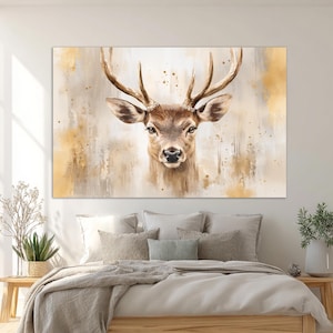 Deer Painting Canvas Print, Deer Wall Art, Soft Colors Deer Poster, Deer Print