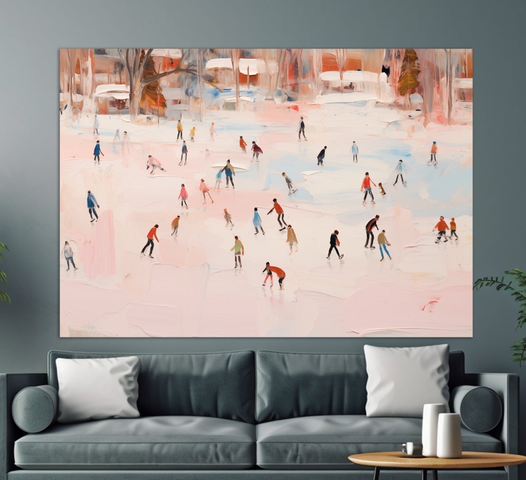 Vintage Figure Skating Wall Art, Retro Figure Skating Canvas Print