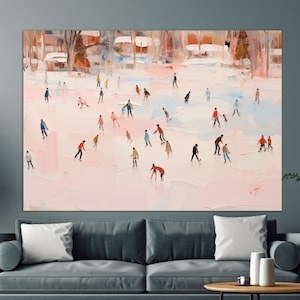 Vintage Figure Skating Wall Art, Retro Figure Skating Canvas Print, Figure Skating Painting