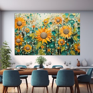 Abstract Sunflowers Canvas Print, Sunflowers Wall Art, Floral Canvas Wall Art, Sunflowers Painting, Sunflowers Poster