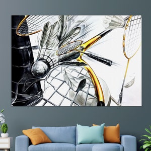 Badminton Canvas Print, Badminton Wall Art, Badminton Painting, Badminton Player Gift