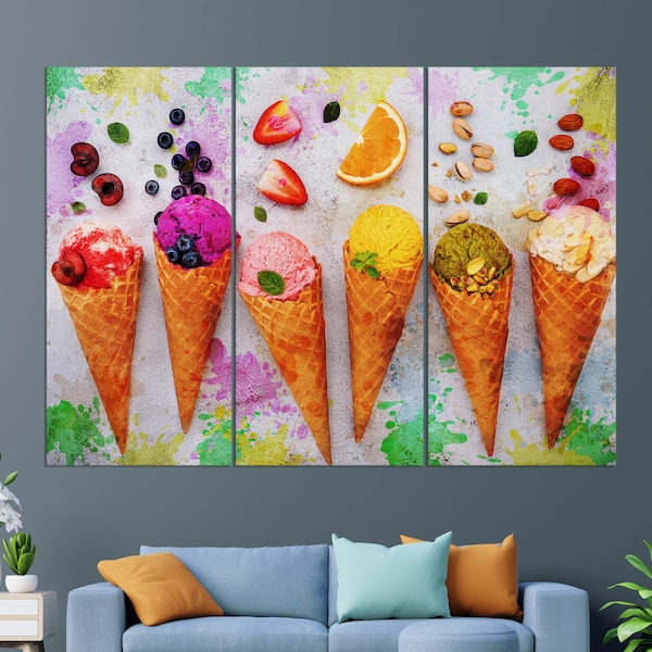 Impression sur toile de crème glacée, art mural de crème glacée, impression de crème glacée, peinture de crème glacée, décoration murale de cuisine