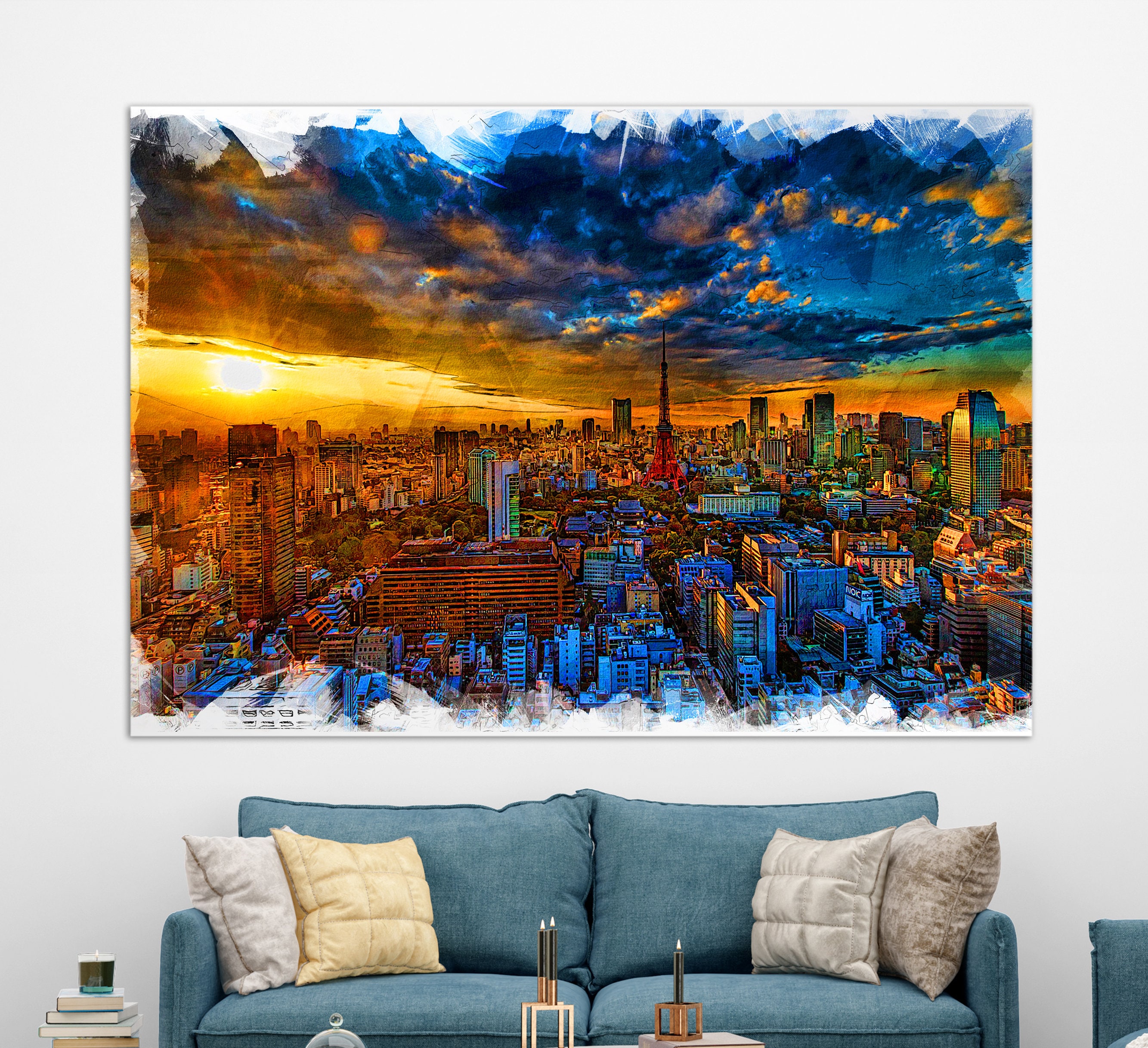 Tokyo Canvas Print Tokyo Painting Tokyo Wall Art Japan Etsy