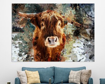 Cow Canvas Print, Cow Painting, Cow Wall Art