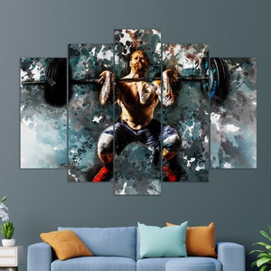 Weightlifting Painting, Weightlifting Wall Art, Gym Wall Decor, Bodybuilding Canvas Print, Fitness Painting, Gym Wall Art