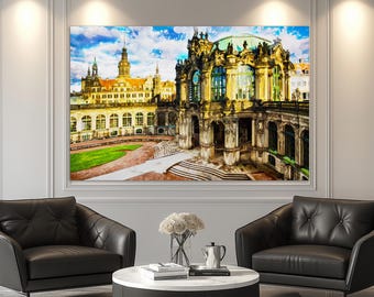 Canvasafdruk Altstadt, Dresden, schilderij Dresden, kunst aan de muur Dresden, canvaskunst Duitsland