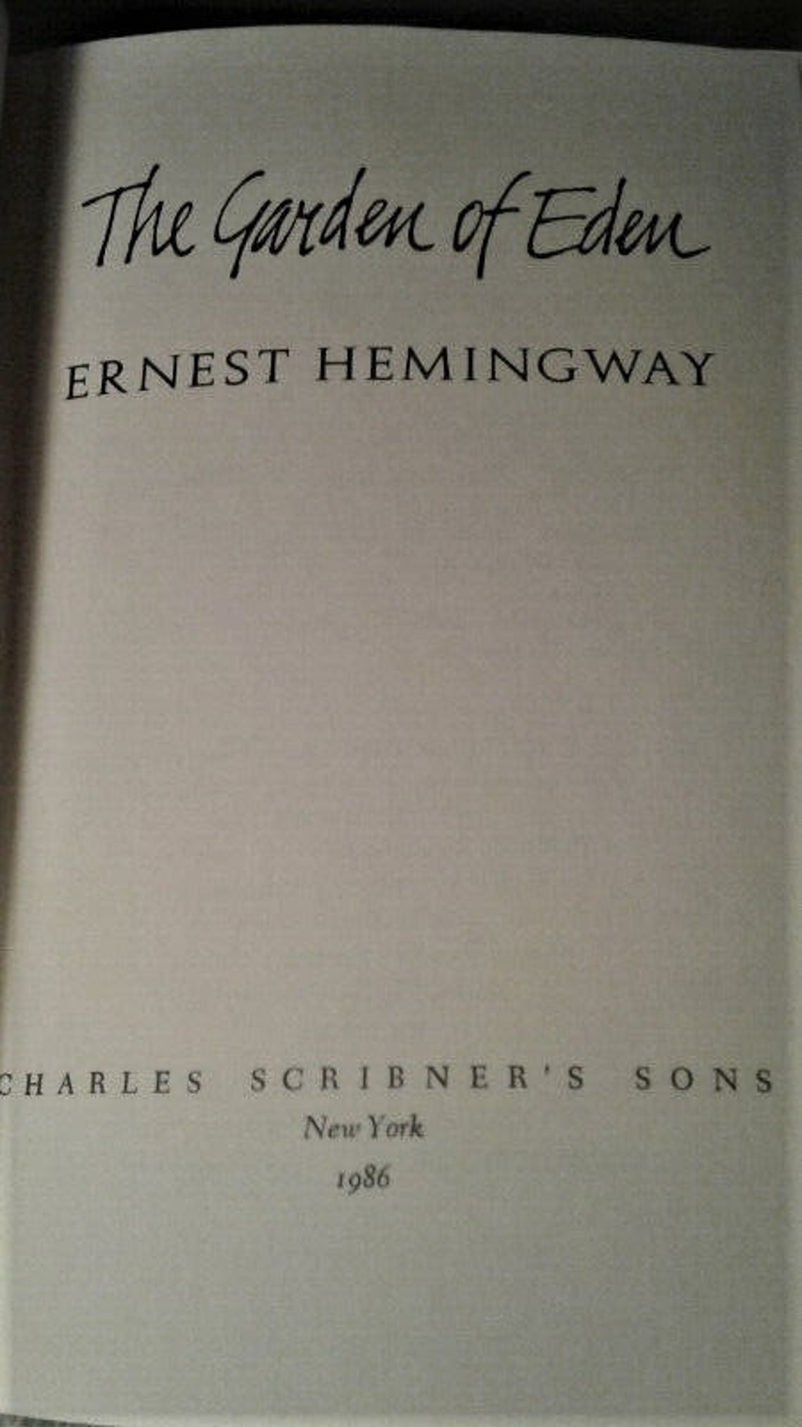 Ernest Hemingway the Garden of Eden, 1986 Etsy