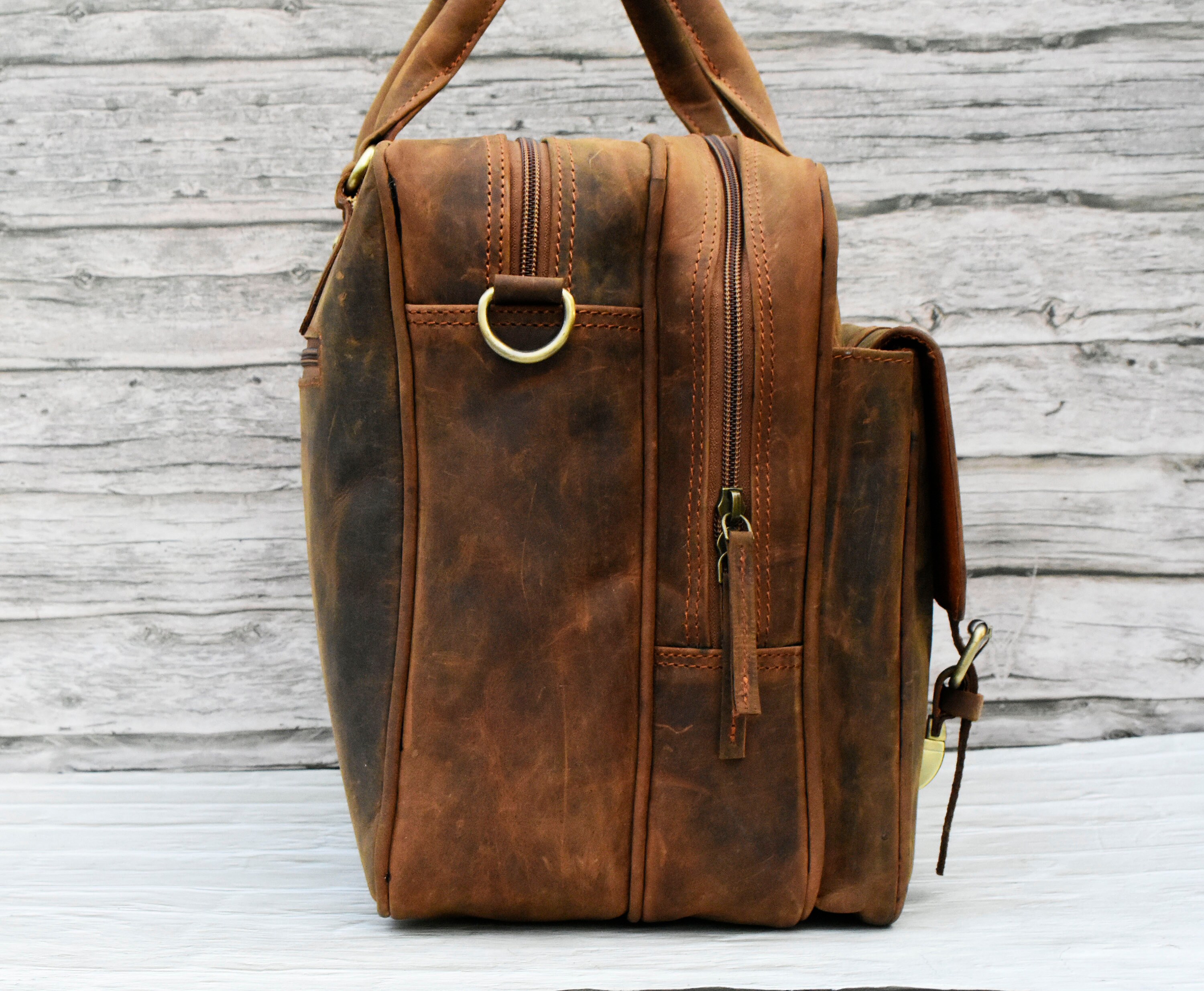 Full Grain Leather Laptop Bag Handmade Leather Messenger Bag Etsy