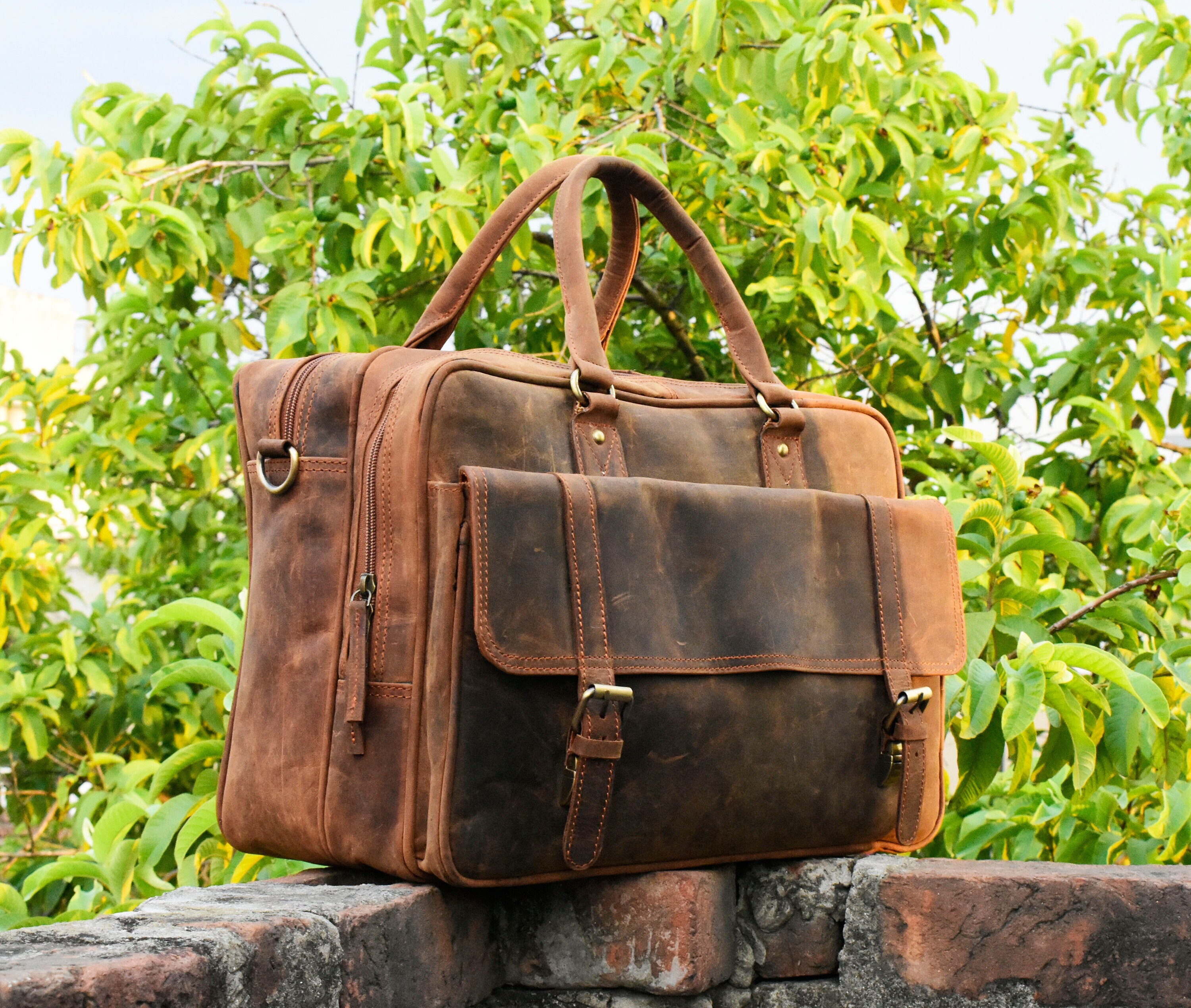 Full Grain Leather Laptop Bag Handmade Leather Messenger Bag Etsy