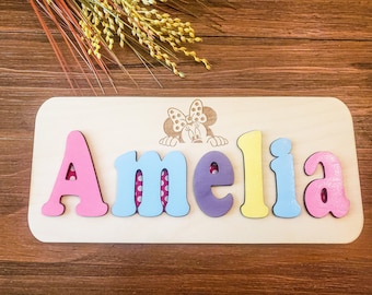 Wooden Personalized Name Puzzle for Babies/toddlers Wooden Name Puzzle Name Puzzle Baby Toddler Custom Name Puzzle Kids Name Puzzle Minnie