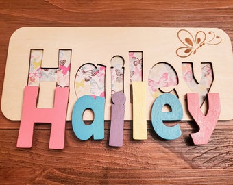 Wooden Personalized Name Puzzle for Babies/toddlers Wooden Name Puzzle Name Puzzle Baby Toddler Custom Name Puzzle - Butterfly Theme