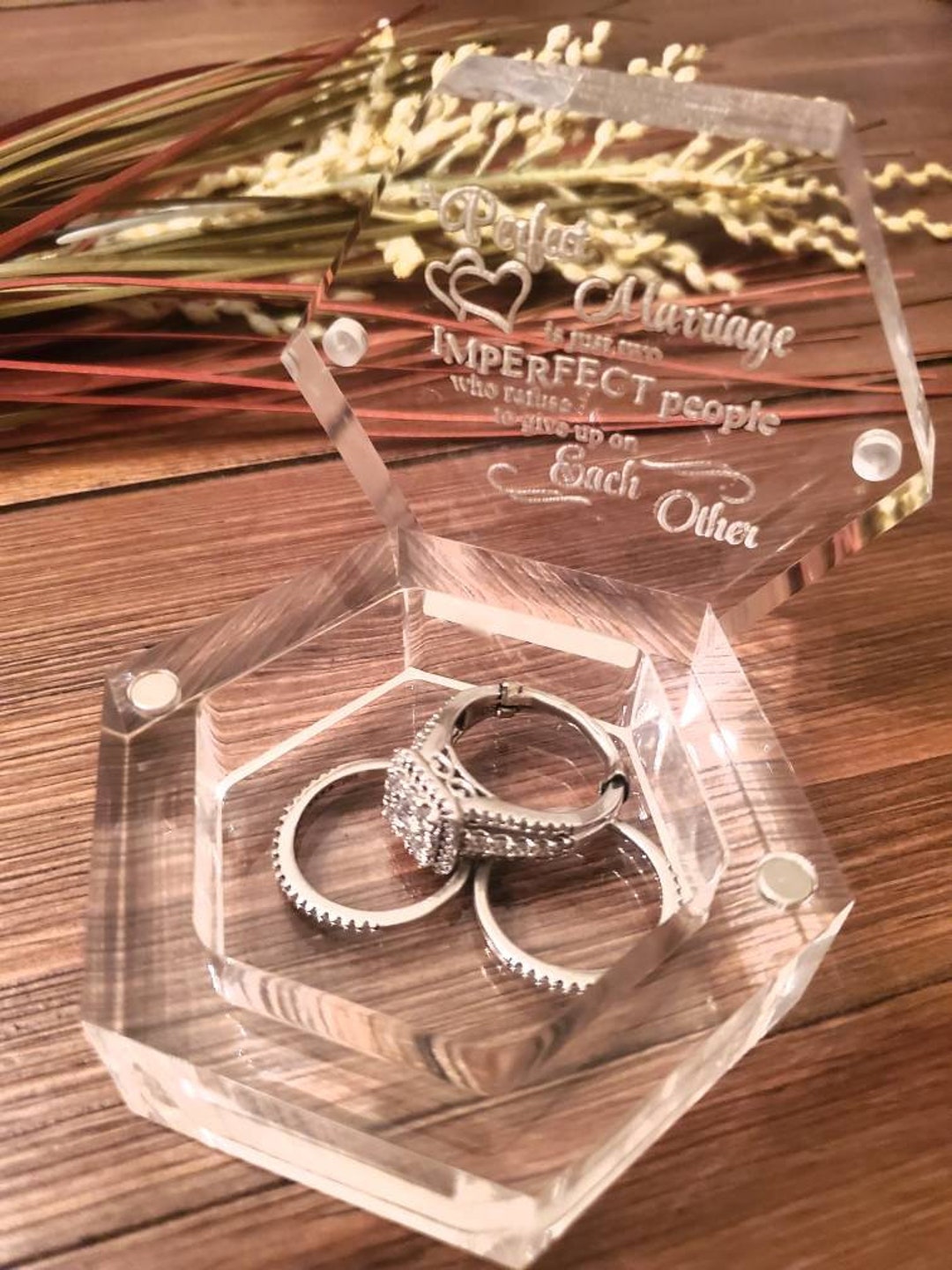 Custom Acrylic Ring Box Clear Hexagon Ring Box Wedding Ring Etsy