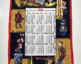 Vintage Linen Calendar/tea Towel: 1968 - Etsy