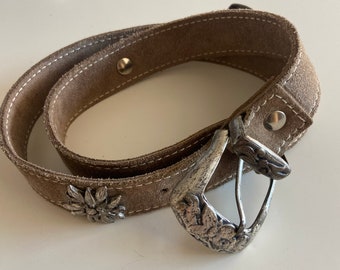 Vintage belt, Vintage Austrian leather belt, folklore belt, decorated trachten dirndl belt,Dirndl Belt for women,