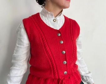 Vintage Wool Knit Vest, Austrian Cable Knit, Size M