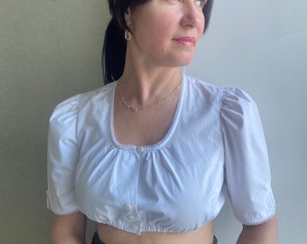 Top Dirndl, camicetta Dirndl, camicetta corta vintage, camicetta corta austriaca, camicetta bavarese, top Oktoberfest