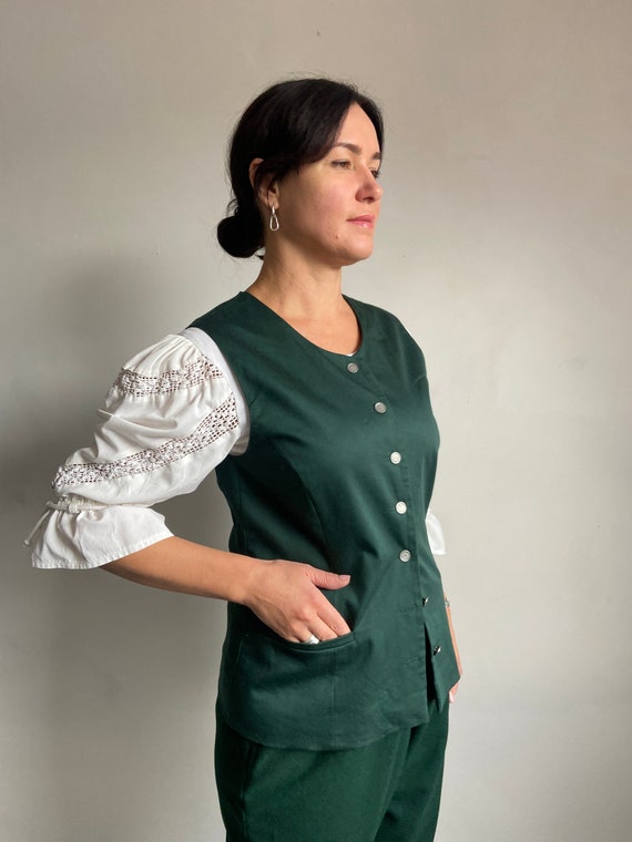 Vintage Vest, Austrian cotton vest, women's Dirnd… - image 3