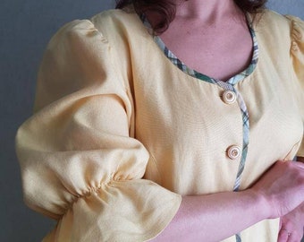 Vintage dress, Dirndl dress, Austrian dress, puffy sleeves, cotton dress, size XL