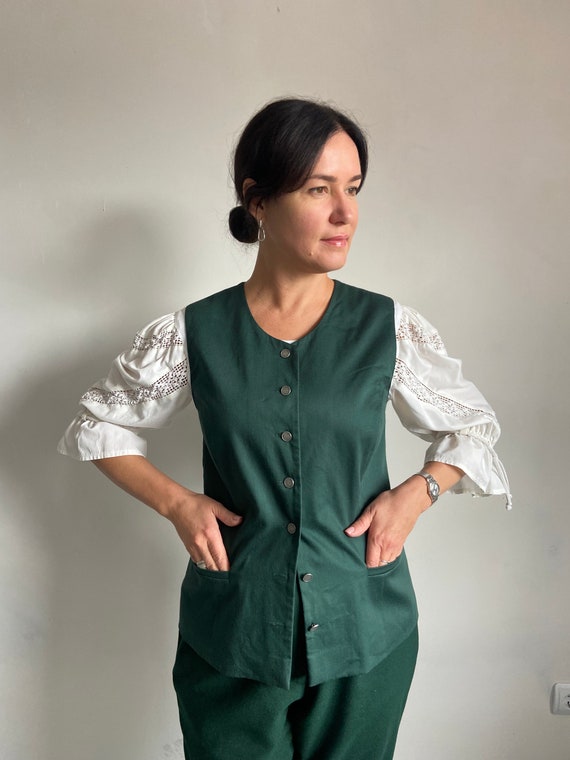 Vintage Vest, Austrian cotton vest, women's Dirnd… - image 10