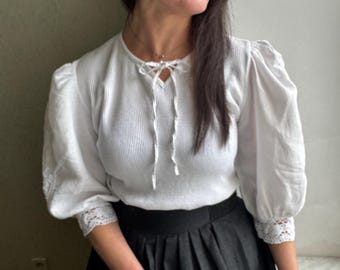 Camicetta Dirndl, camicetta austriaca, corpetto Dirndl, maniche a sbuffo, camicetta bavarese, top Oktoberfest, camicetta in pizzo